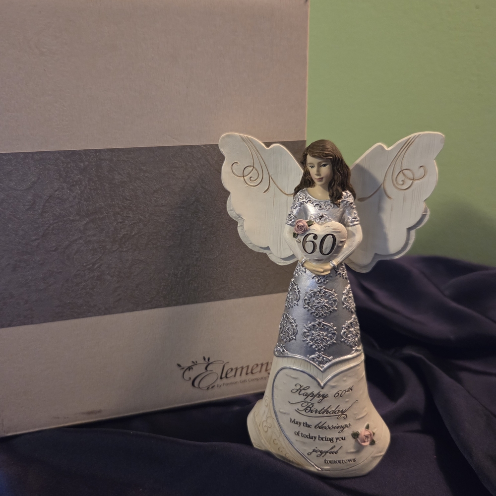Pretty 60th Birthday Angel Figurine/Cake Topper - Picture 6 of 6